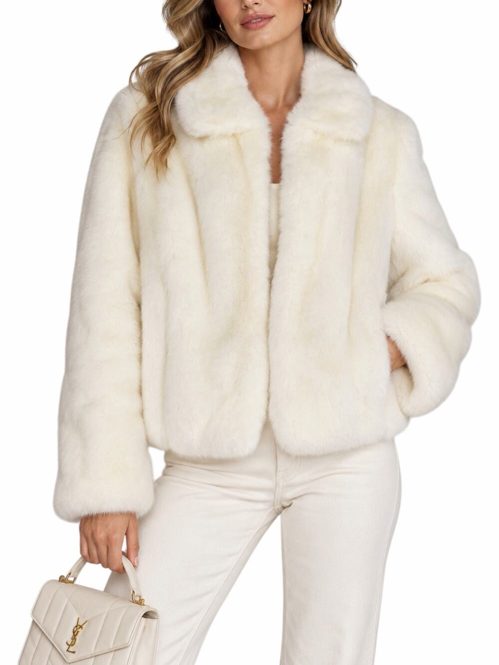 Ann Taylor LOFT Faux Fur Short Jacket White Size 4P
